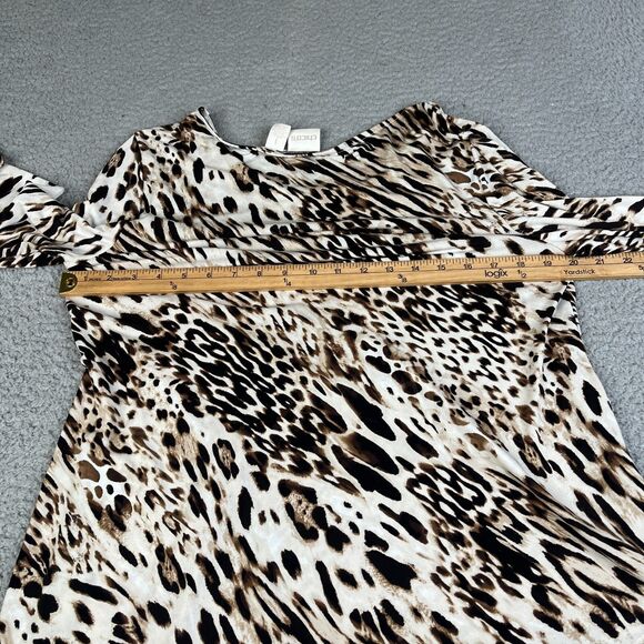 Chico's  Tunic Top Womens 1 Brown Leopard Print 3/4 sleeve Asymmetric Coastal - Picture 7 of 8